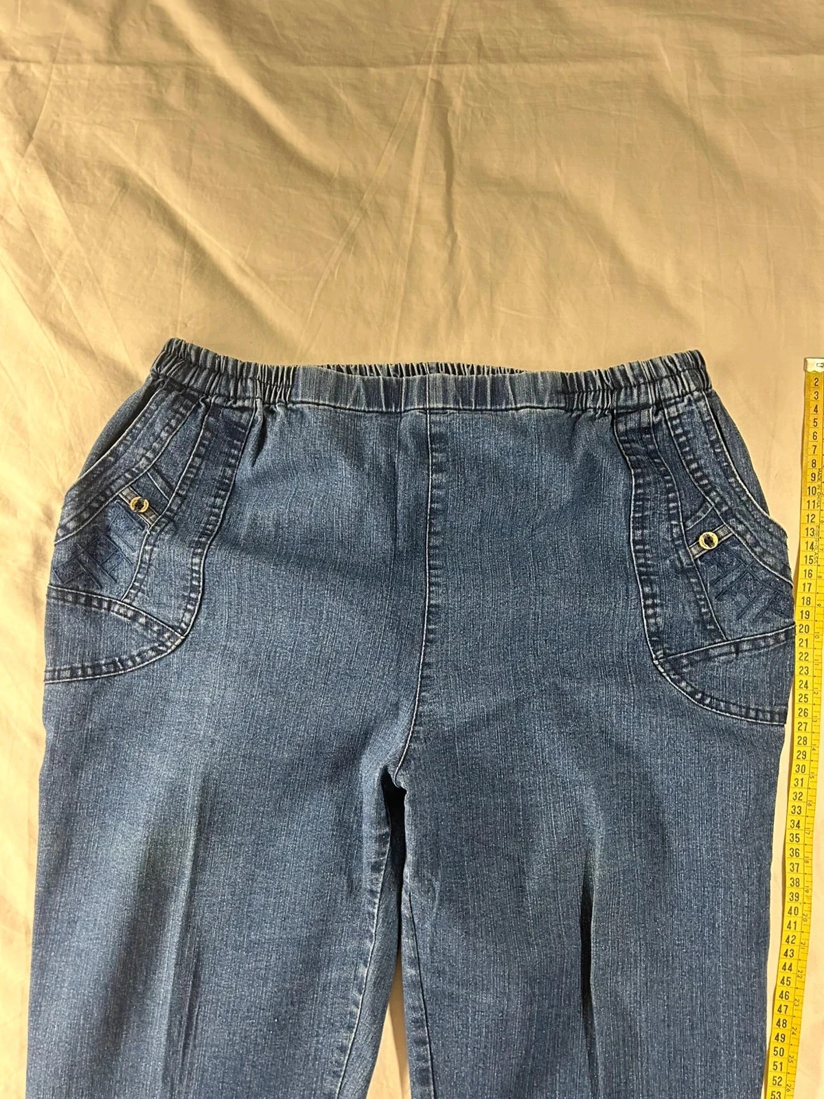Jeans curtos azuis estilo vintage retrô tamanho 40 – photo 2